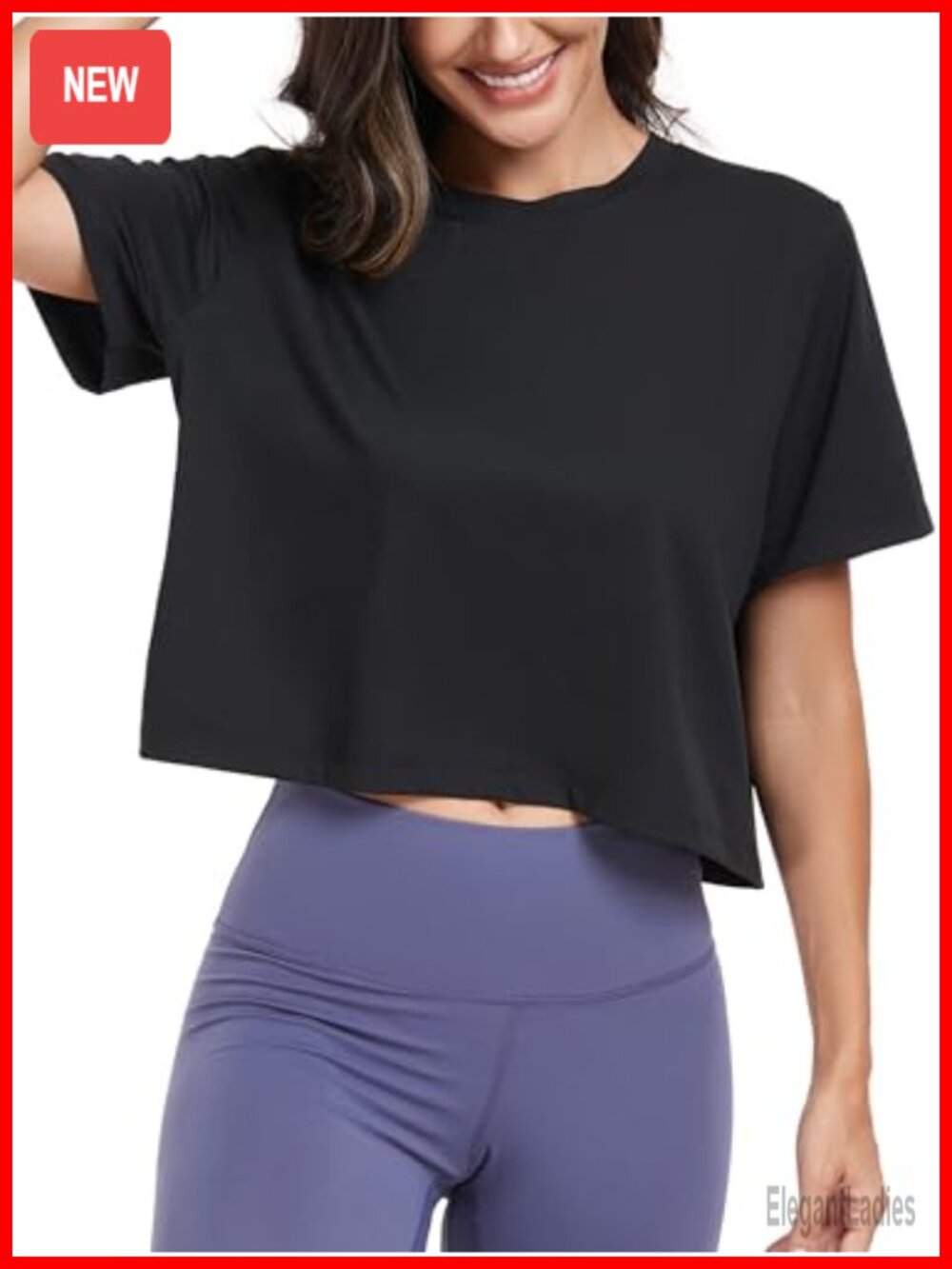 Women's Workout Crop Top UPF 50+ Polyester Athletic Cropped T-Shirt